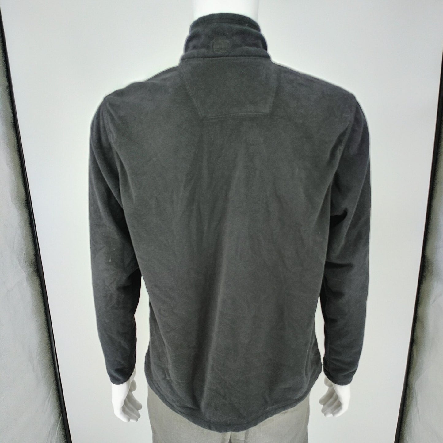 Timberland Mens Black and Gray Quarter Zip Fleece Pullover Jacket (Medium)