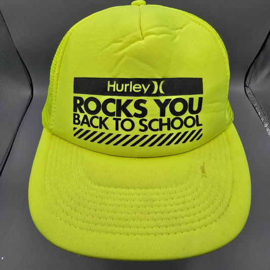 Distressed Hurley Rocks You Back To School Concert 2010 Neon Yellow Trucker Hat