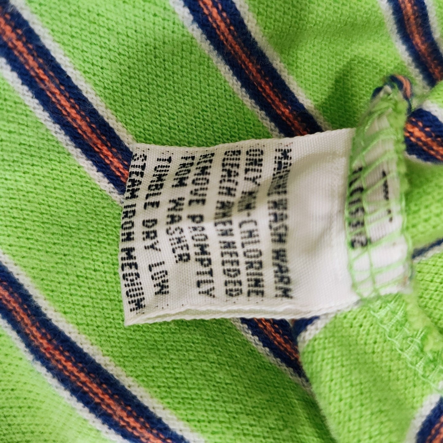 Polo by Ralph Lauren Y2K Green and Orange Striped Polo Orange Pony Logo (XXL)