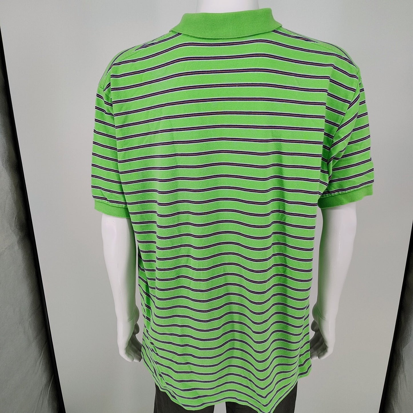 Polo by Ralph Lauren Y2K Green and Orange Striped Polo Orange Pony Logo (XXL)