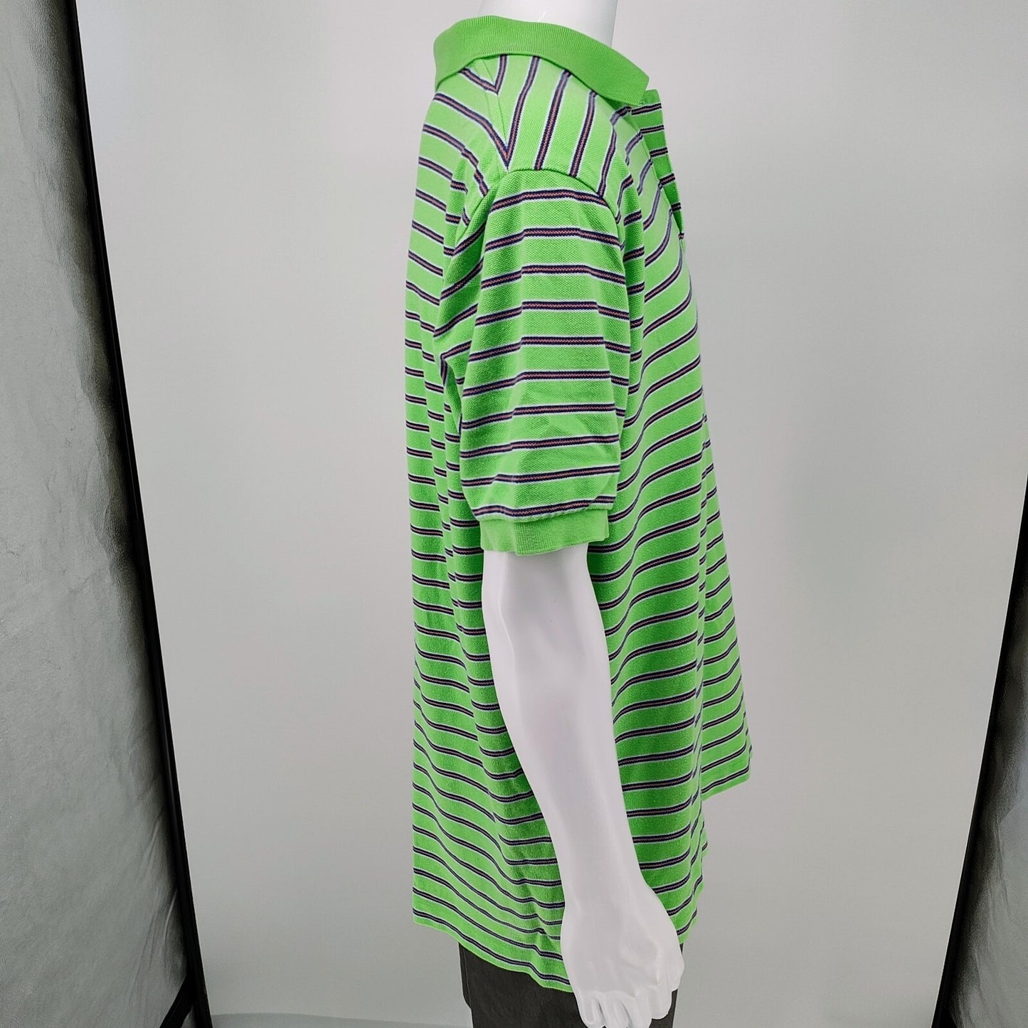 Polo by Ralph Lauren Y2K Green and Orange Striped Polo Orange Pony Logo (XXL)