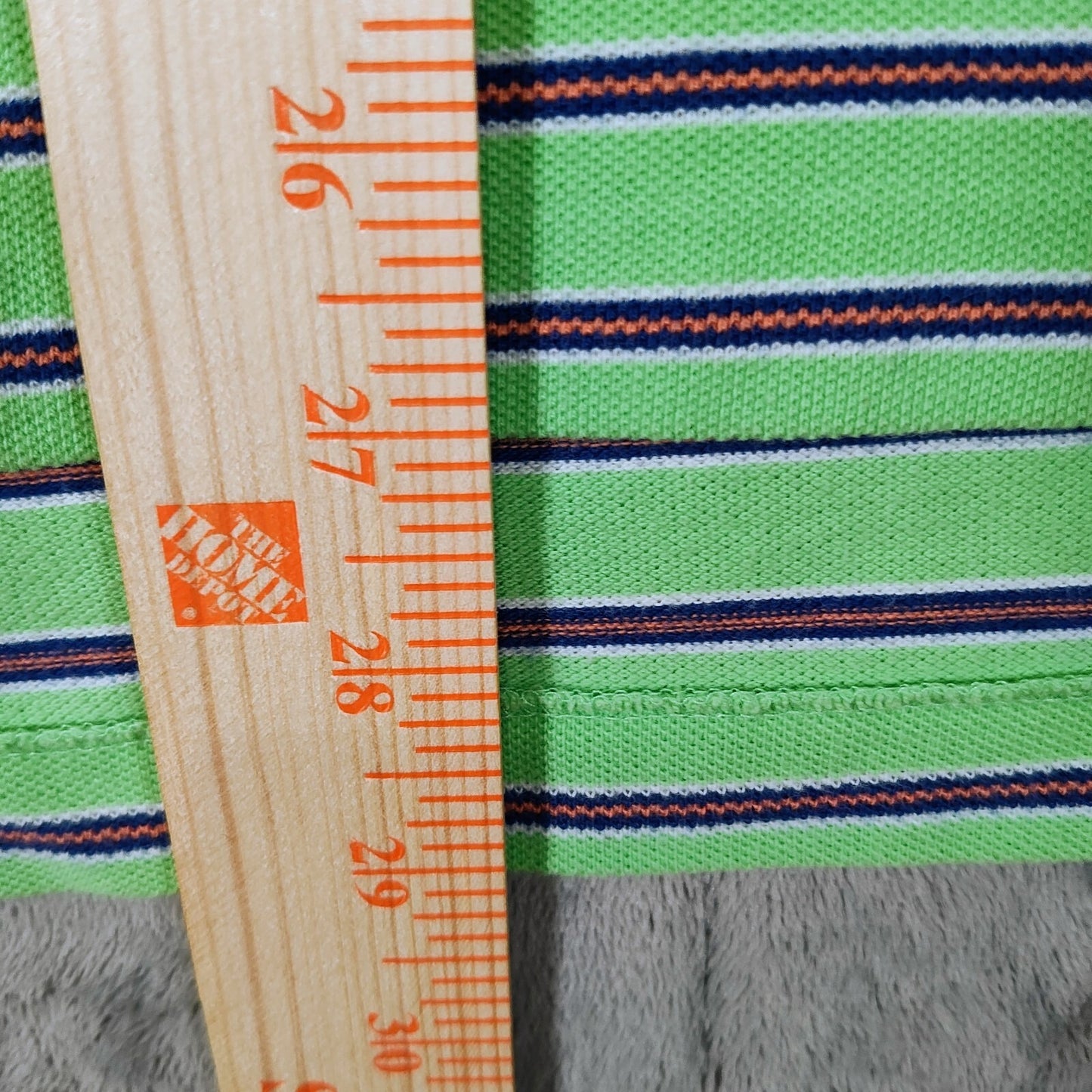 Polo by Ralph Lauren Y2K Green and Orange Striped Polo Orange Pony Logo (XXL)
