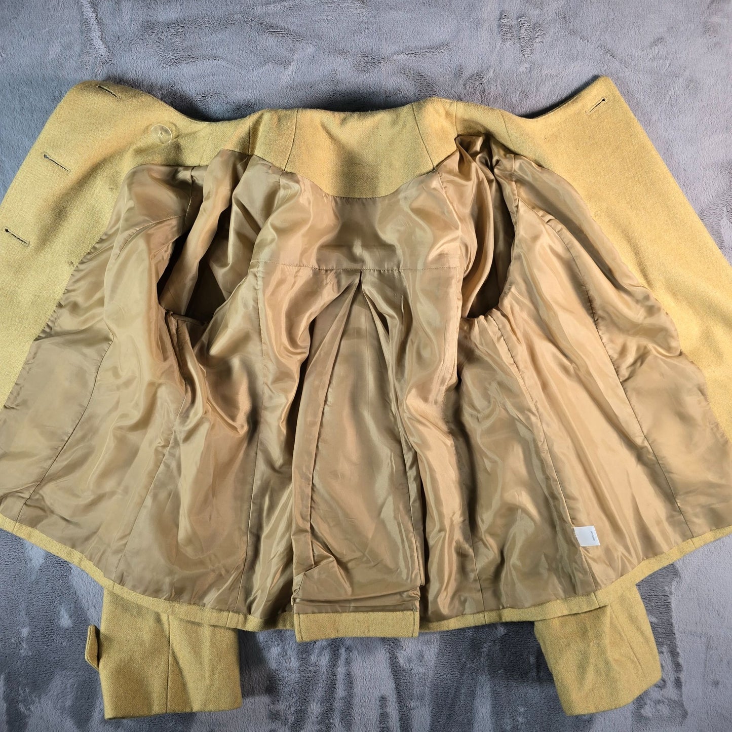 2010s Mossimo Women's Wool-Blend Mustard Green Double-Breasted Short Coat (M)