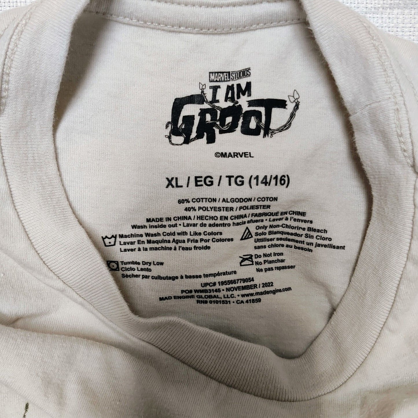 Marvel Studios Guardians of the Galaxy "I Am Groot" Boys T-Shirt (XL 14/16)