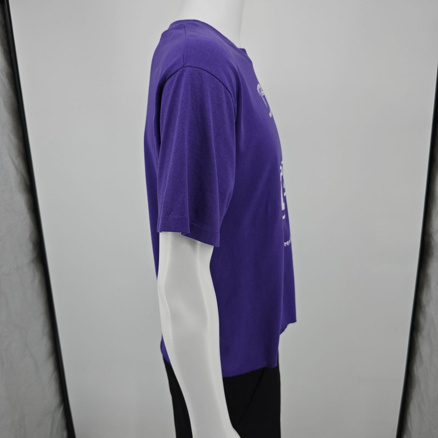 Vintage 1995 Hanes Purple DIY Cropped "Be A Hero" Brentwood T-Shirt (L)