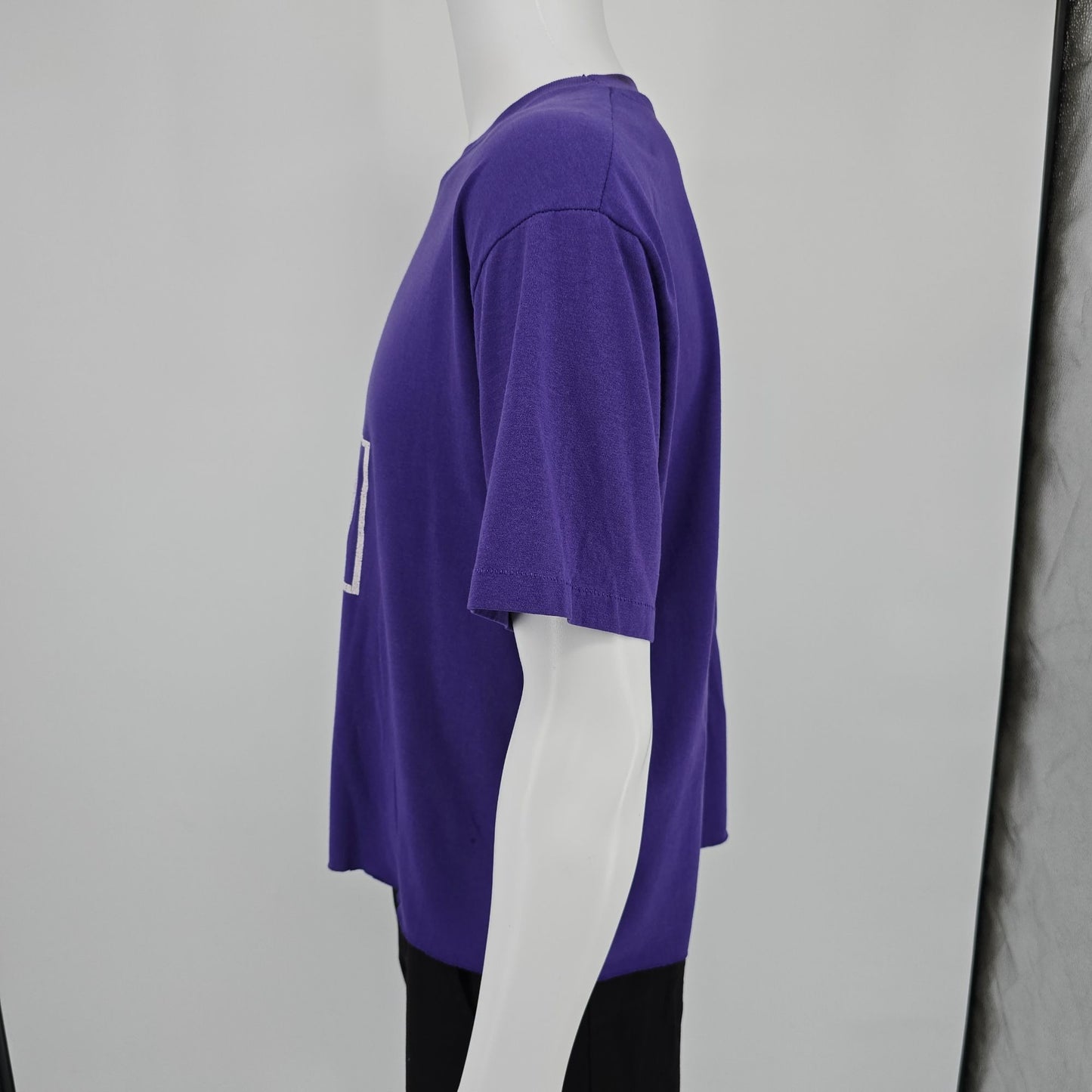 Vintage 1995 Hanes Purple DIY Cropped "Be A Hero" Brentwood T-Shirt (L)