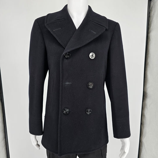Vintage 1962 U.S. Navy Midnight Blue Double-Breasted Melton Wool Peacoat (S)