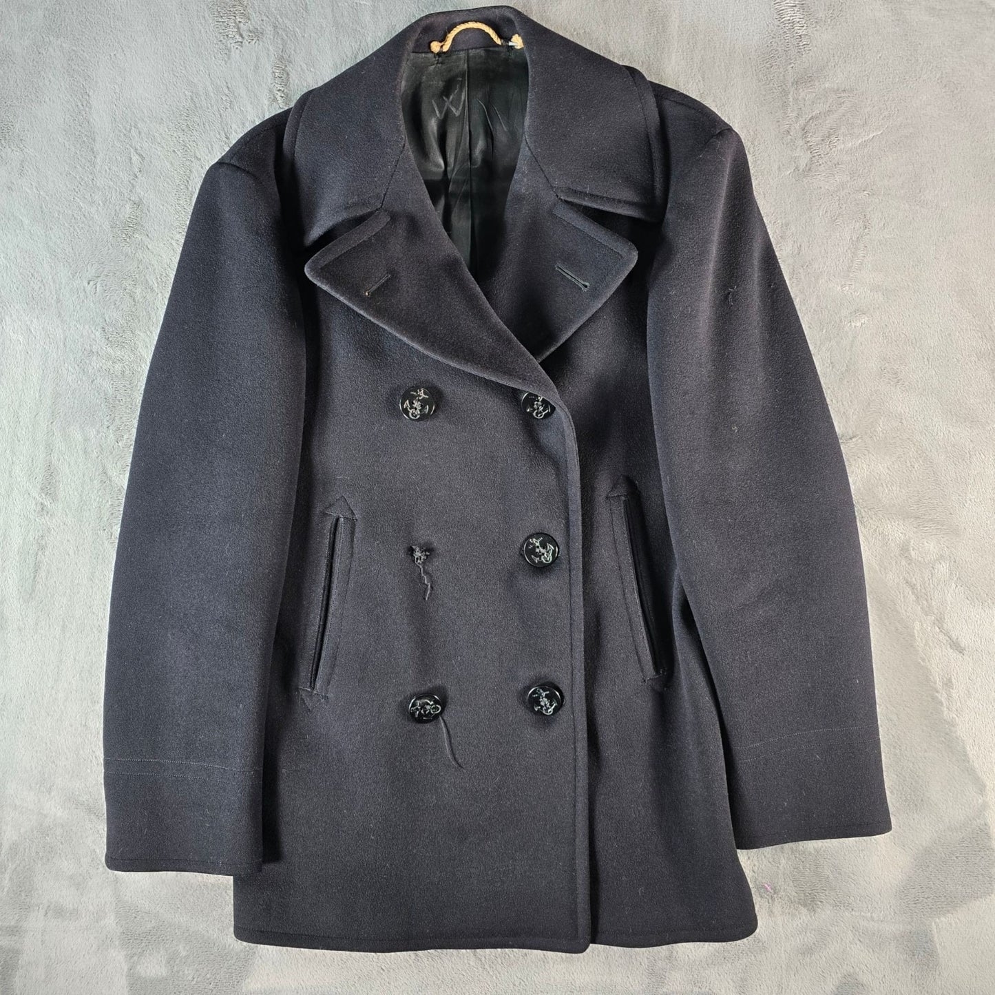 Vintage 1962 U.S. Navy Midnight Blue Double-Breasted Melton Wool Peacoat (S)