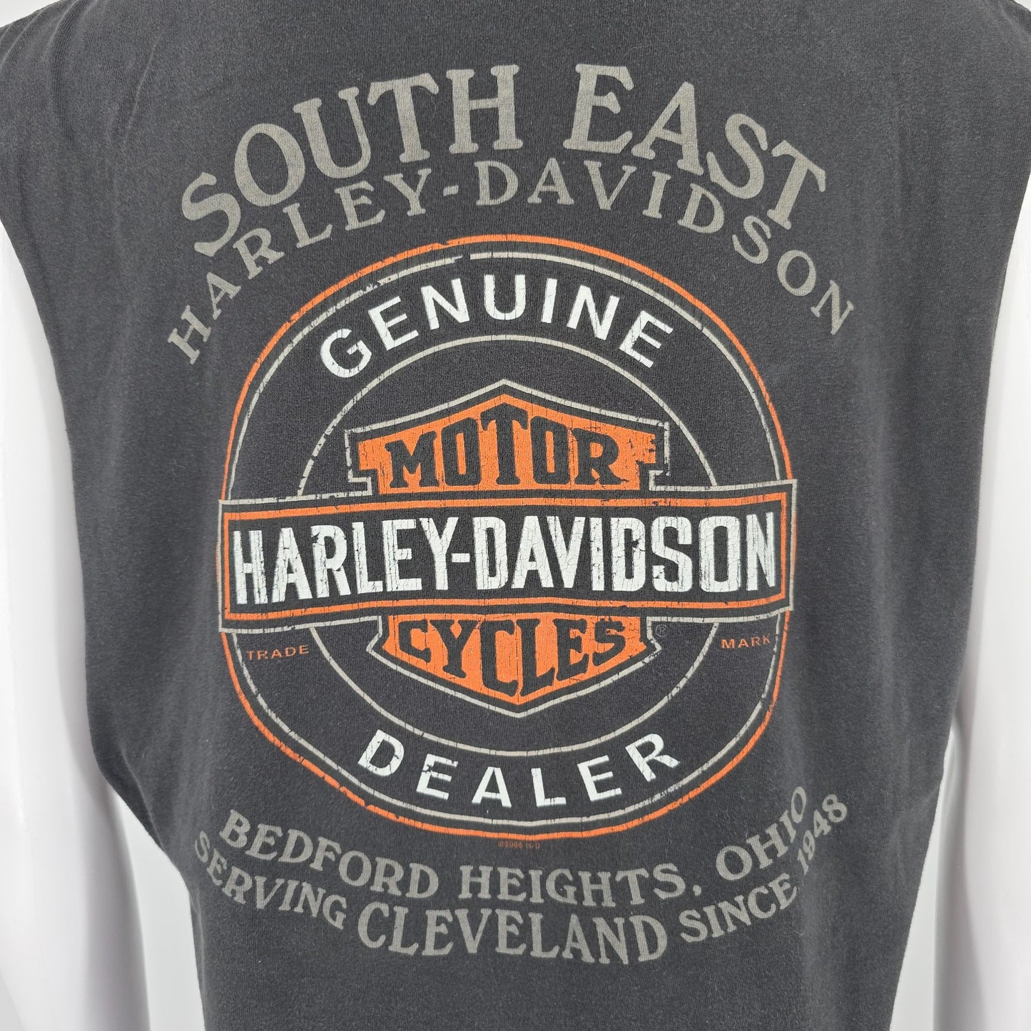 2000s Harley-Davidson Bedford Heights/Cleveland Ohio Cut-Off Muscle T-Shirt -M/L