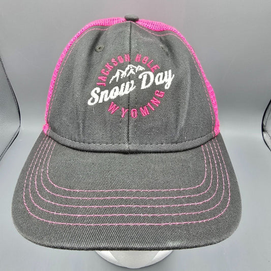 Jackson Hole Snow Day Wyoming '14 Gray and Pink Ouray Youth Sideline Mesh Cap