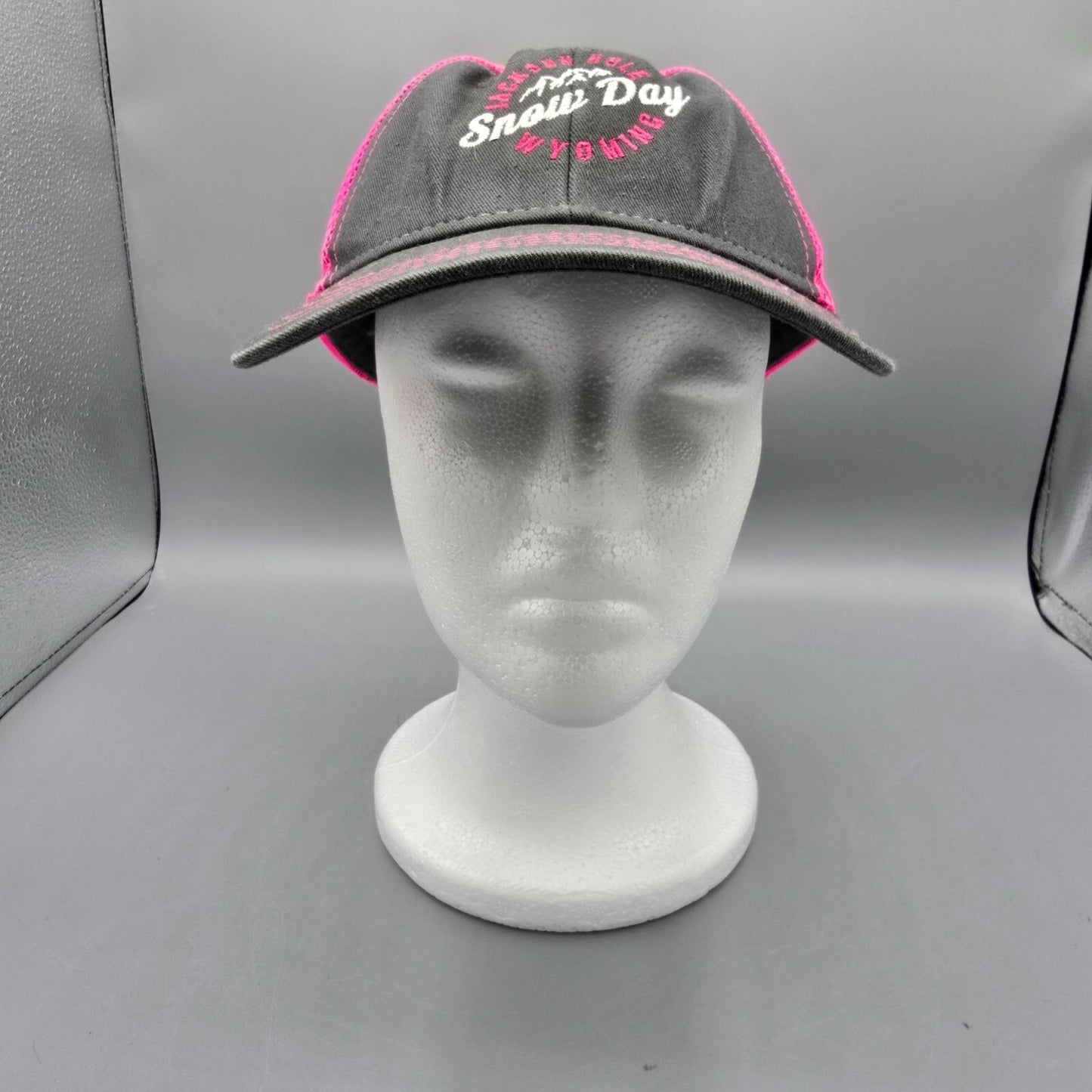 Jackson Hole Snow Day Wyoming '14 Gray and Pink Ouray Youth Sideline Mesh Cap