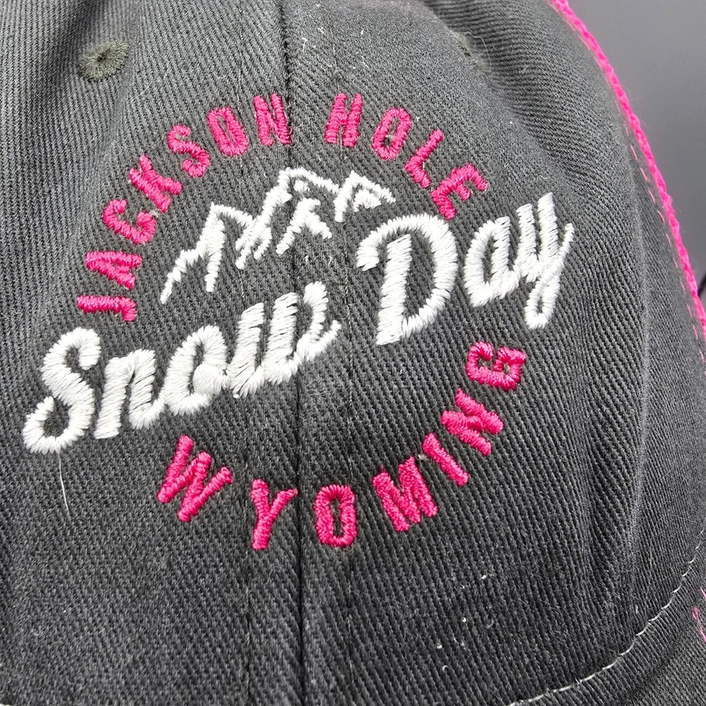 Jackson Hole Snow Day Wyoming '14 Gray and Pink Ouray Youth Sideline Mesh Cap