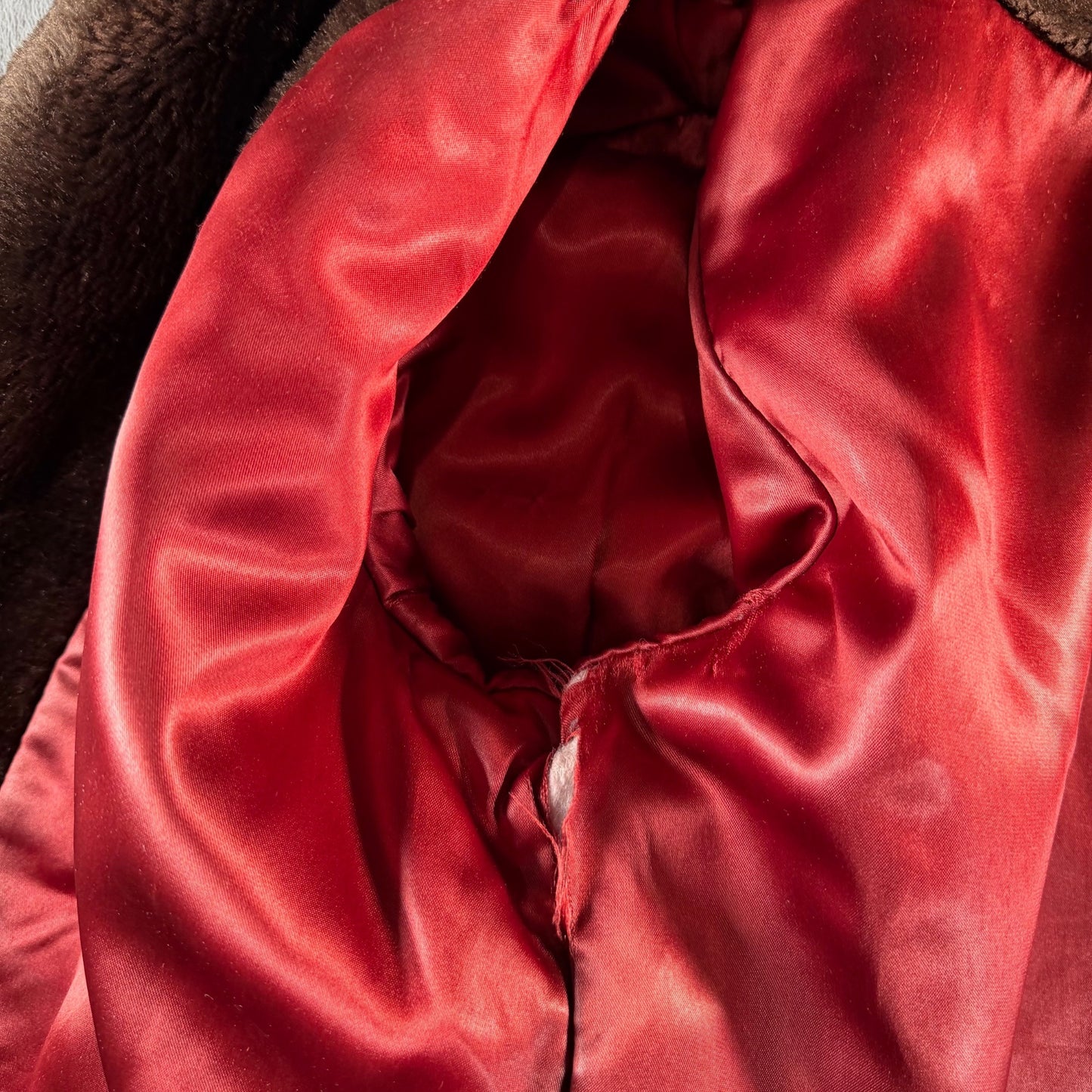 Vintage 1960s Women's Brown Faux Fur Teddy Bear Double-Breasted Coat (M)