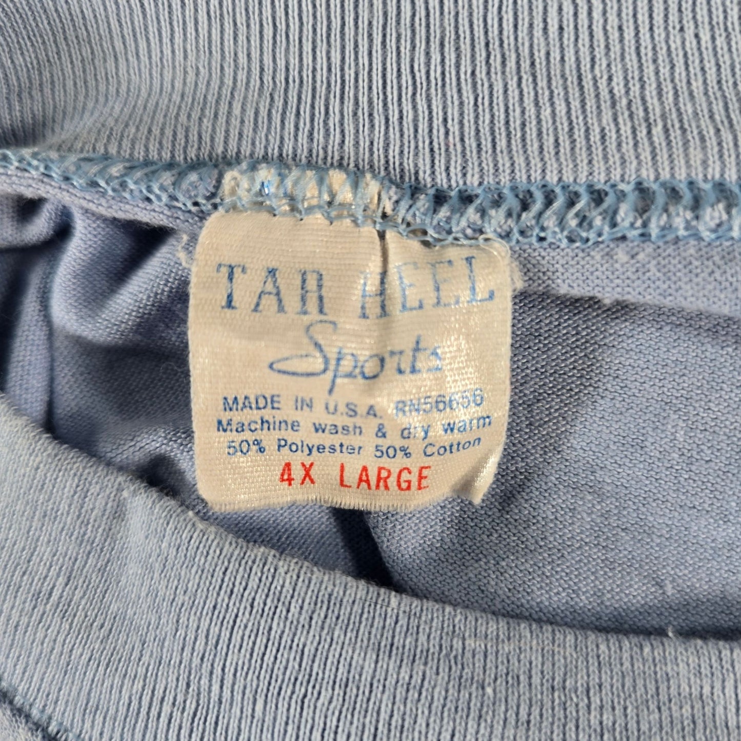 Vintage 1980s Tar Heel Sports Blank Light Blue Single Stitch T-Shirt (4XL)