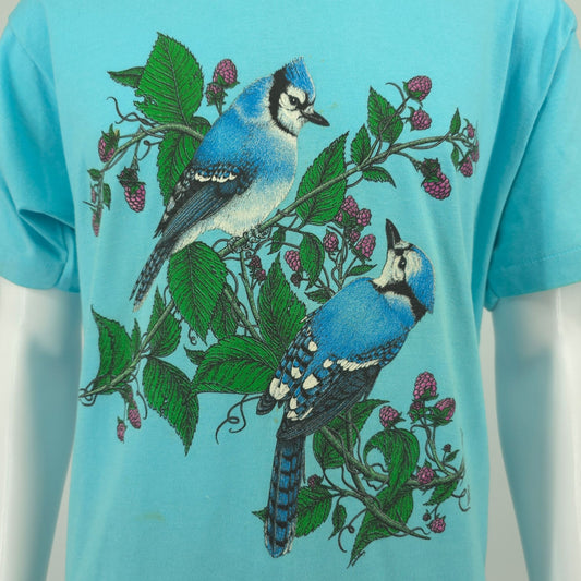 Vintage 1990s Screen Stars Best/LSJ Sportswear Blue Jays Nature Art T-Shirt (L)