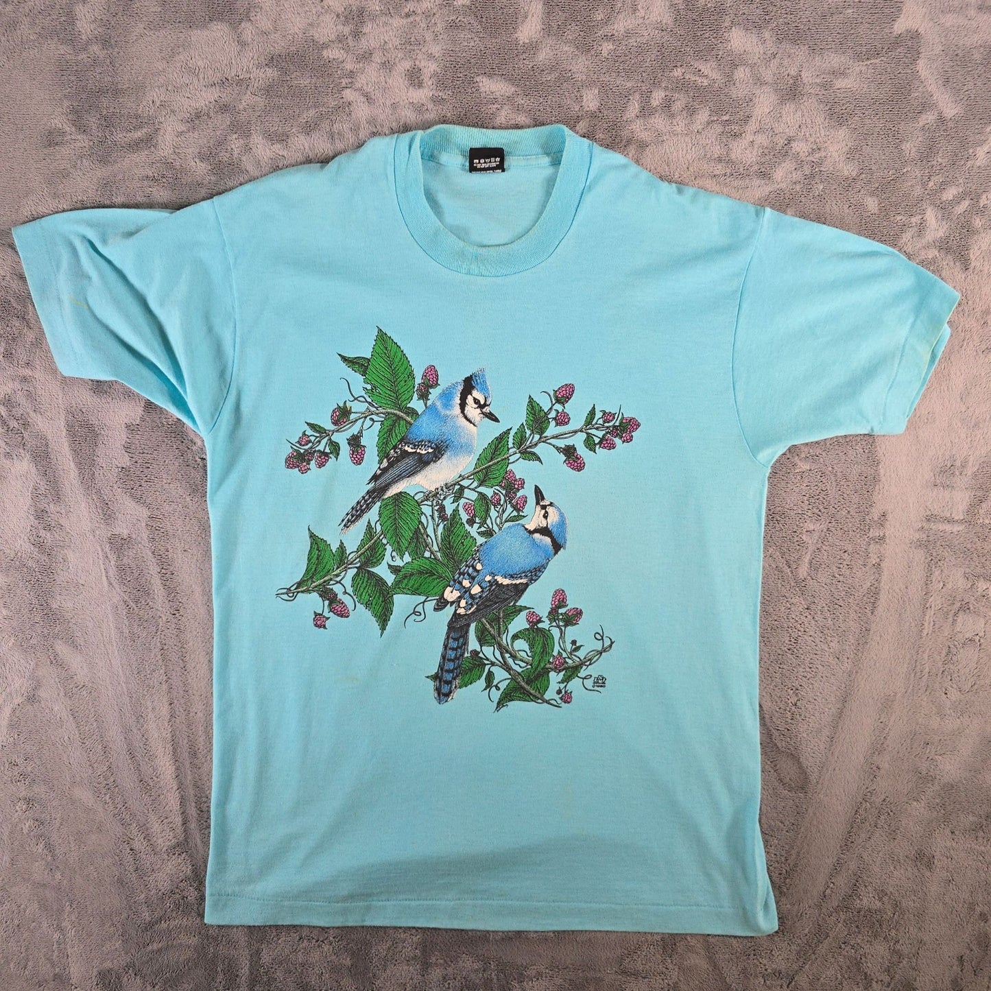 Vintage 1990s Screen Stars Best/LSJ Sportswear Blue Jays Nature Art T-Shirt (L)