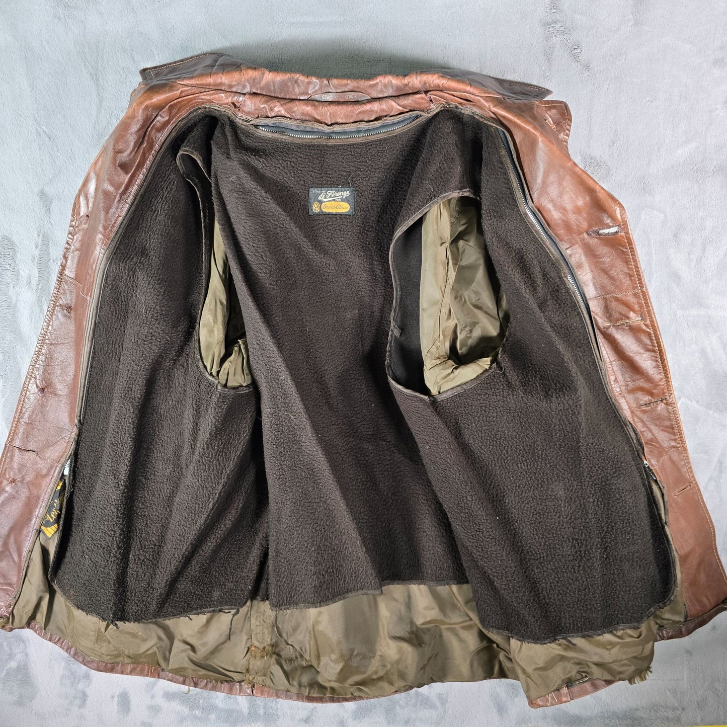 Vintage 1970s di Firenze for David Allan Brown Leather Car Coat (XL) *Flaw