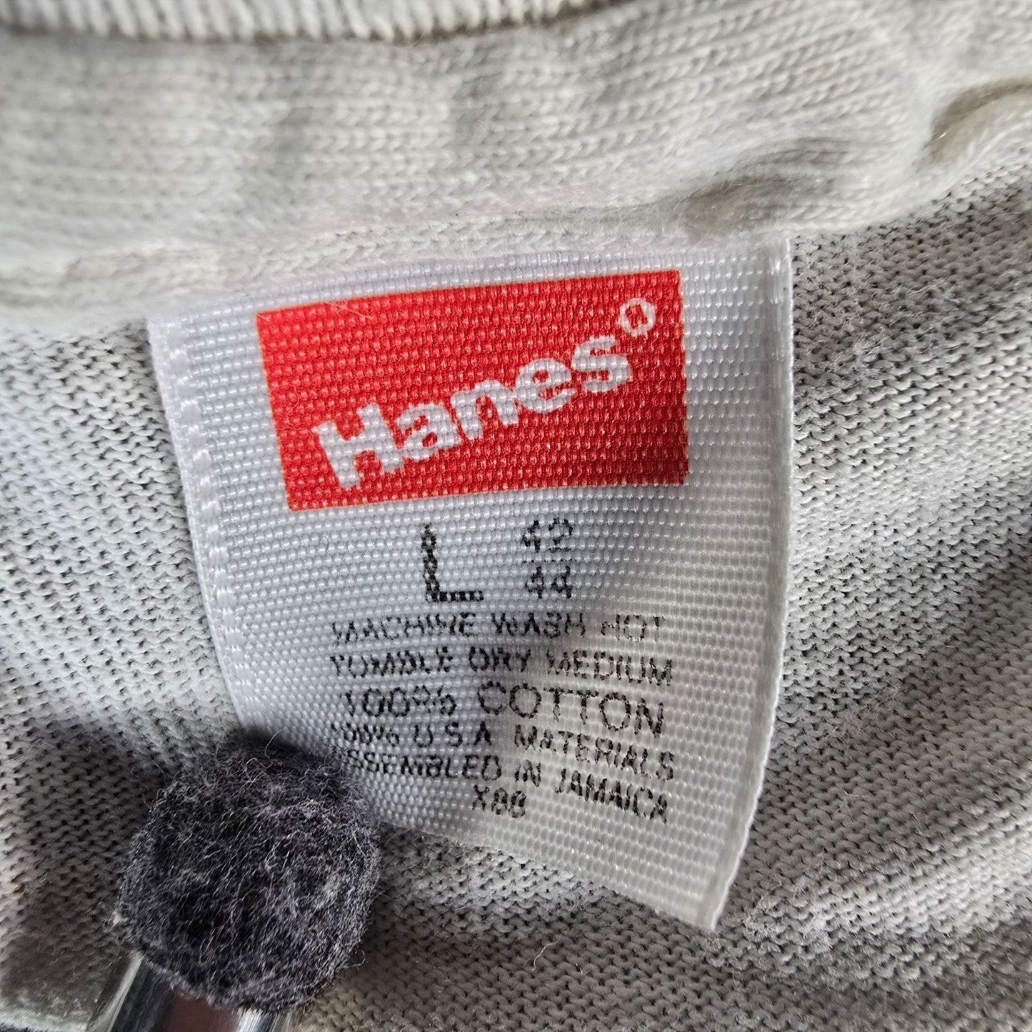 Distressed Vintage 1990s Hanes V-Neck Single Stitch Thin Blank T-Shirt (L)