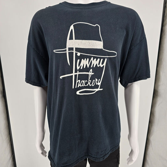 Distressed 2000s Gildan Ultra Cotton Jimmy Thackery Hat Graphic T-Shirt (XXL)