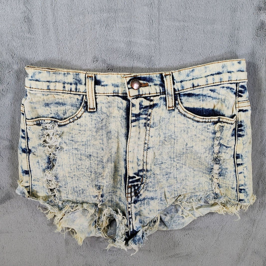 Vibrant M.I.U  Made in USA Distressed Acid Wash DIY Cut Off Denim Shorts -Size 6