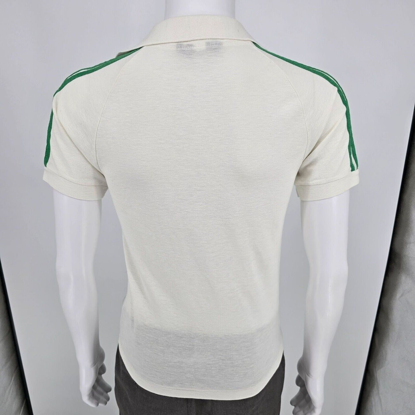 Vintage 1970s Your Advantage Abington Field Hockey Green Striped Polo Shirt (S)