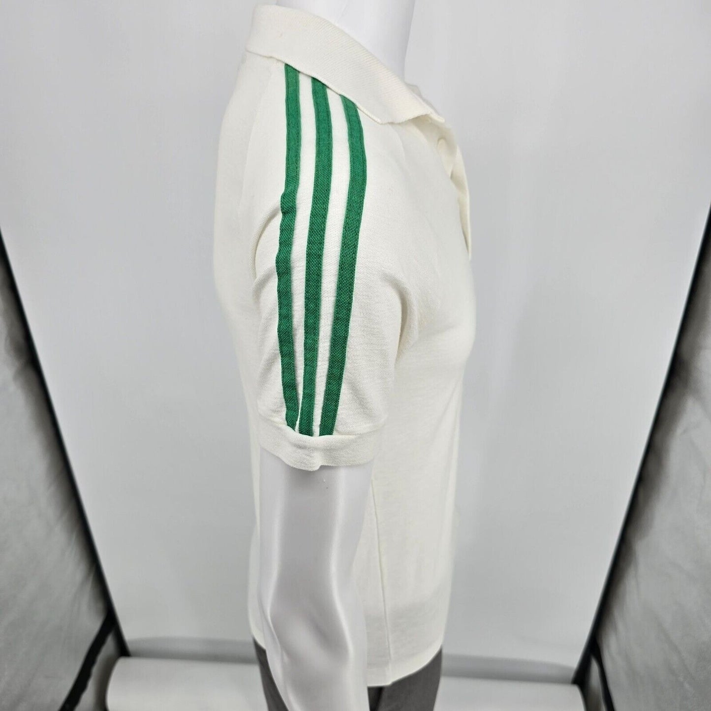 Vintage 1970s Your Advantage Abington Field Hockey Green Striped Polo Shirt (S)