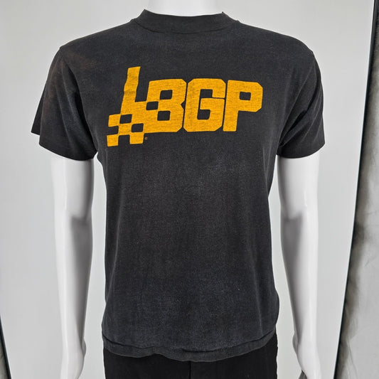 Vintage 1980s LBGP Long Beach Grand Prix Style Auto 10K Run Black T-Shirt (M)