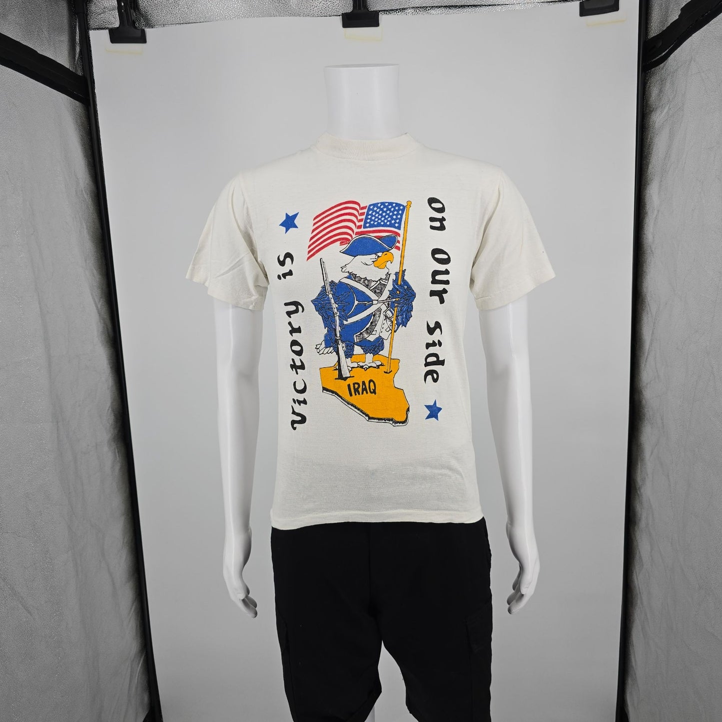 Vintage 1990s Operation Desert Storm/Iraq War Victory Is on Our Side T-Shirt (S)