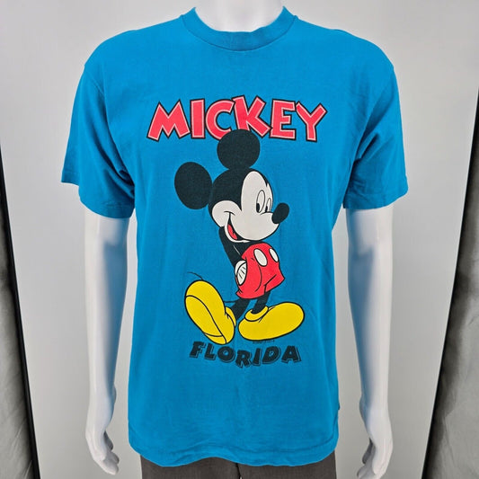 Vintage Y2K Disney Mickey Mouse Florida Blue Single Stitch T-Shirt (M/L)