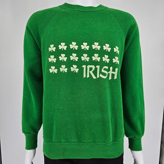 Vintage 1980s Soffe Sweats Made in USA Green Irish Shamrock Sweatshirt (XL)