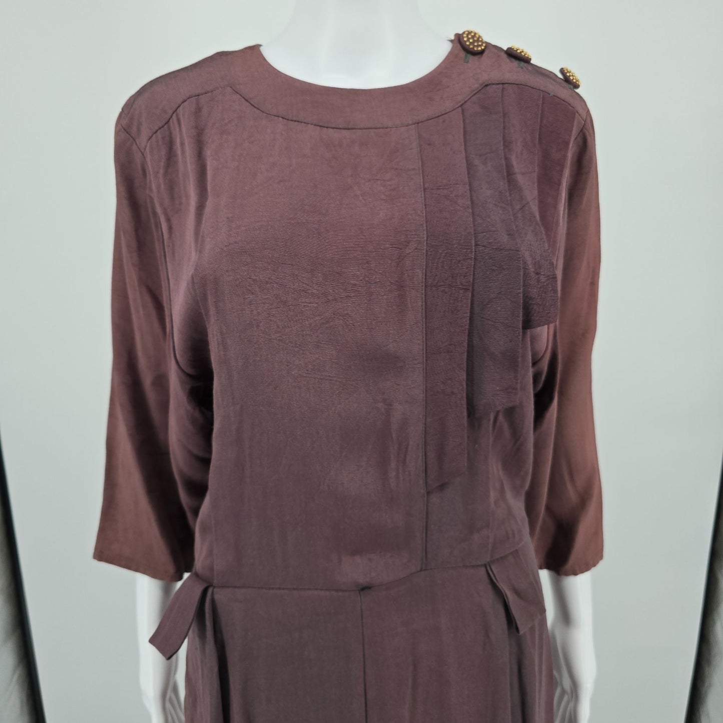Vintage 1980s Positive Influence Acetate/Rayon Art Deco Revival Dress (M) *Flaws