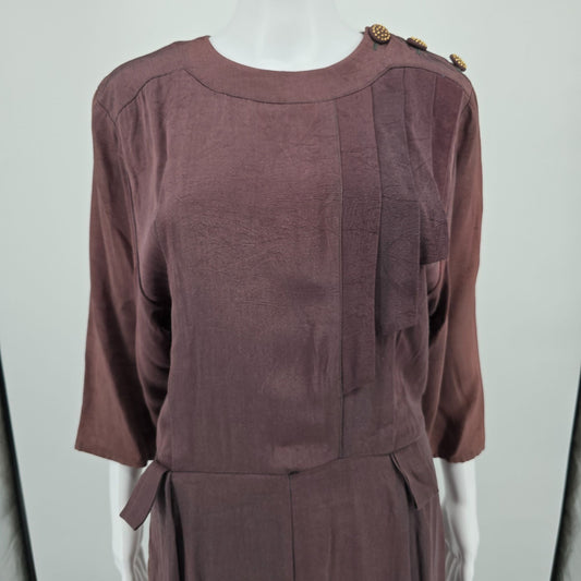 Vintage 1980s Positive Influence Acetate/Rayon Art Deco Revival Dress (M) *Flaws
