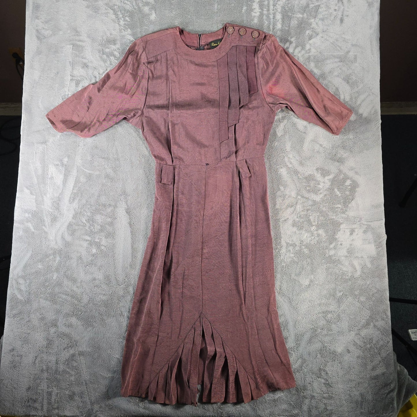 Vintage 1980s Positive Influence Acetate/Rayon Art Deco Revival Dress (M) *Flaws