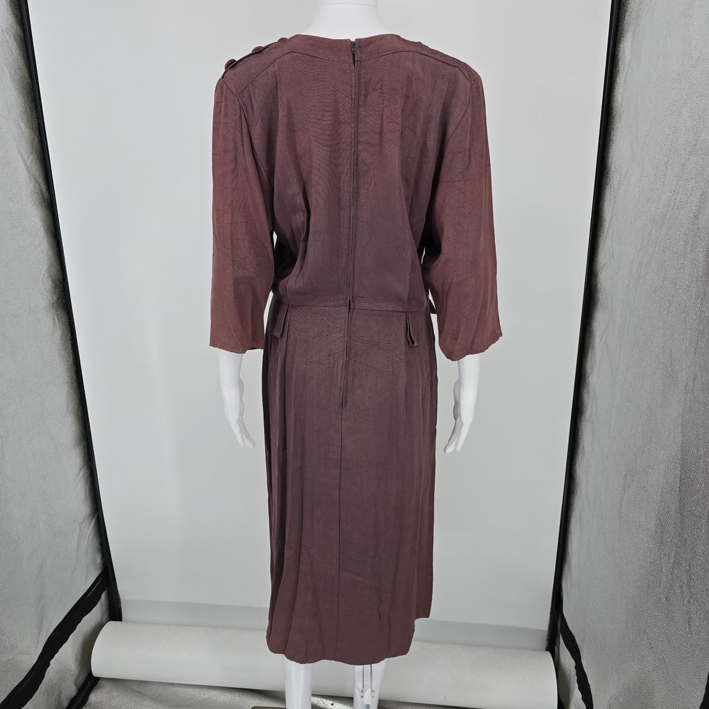 Vintage 1980s Positive Influence Acetate/Rayon Art Deco Revival Dress (M) *Flaws