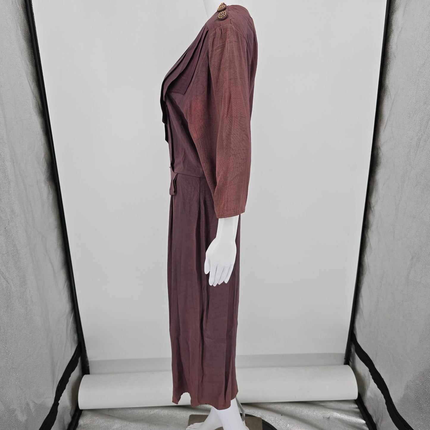 Vintage 1980s Positive Influence Acetate/Rayon Art Deco Revival Dress (M) *Flaws