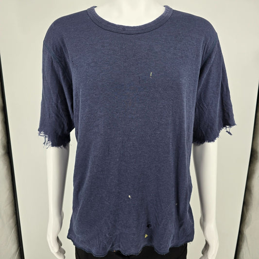 Thrashed Duofold Navy Blue Merino Wool/Nylon Blend Dual Layer Thermal Top (L/XL)