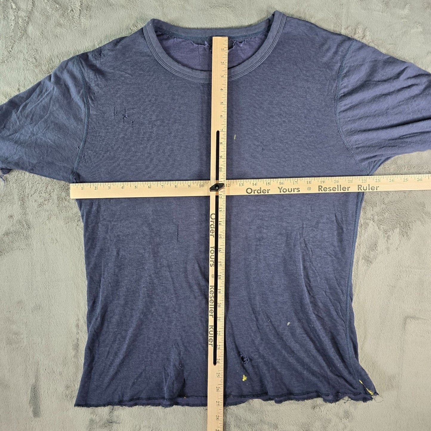 Thrashed Duofold Navy Blue Merino Wool/Nylon Blend Dual Layer Thermal Top (L/XL)