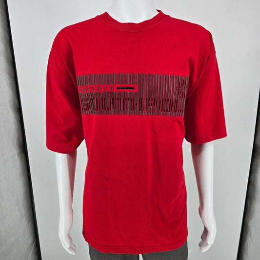 Vintage Y2K Southpole Made in USA Gel Printed Barcode Logo Graphic T-Shirt (XL)