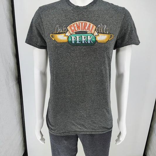 2010s Friends Central Perk Logo Heather Gray Licensed Graphic T-Shirt (M)