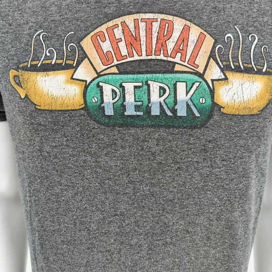 2010s Friends Central Perk Logo Heather Gray Licensed Graphic T-Shirt (M)