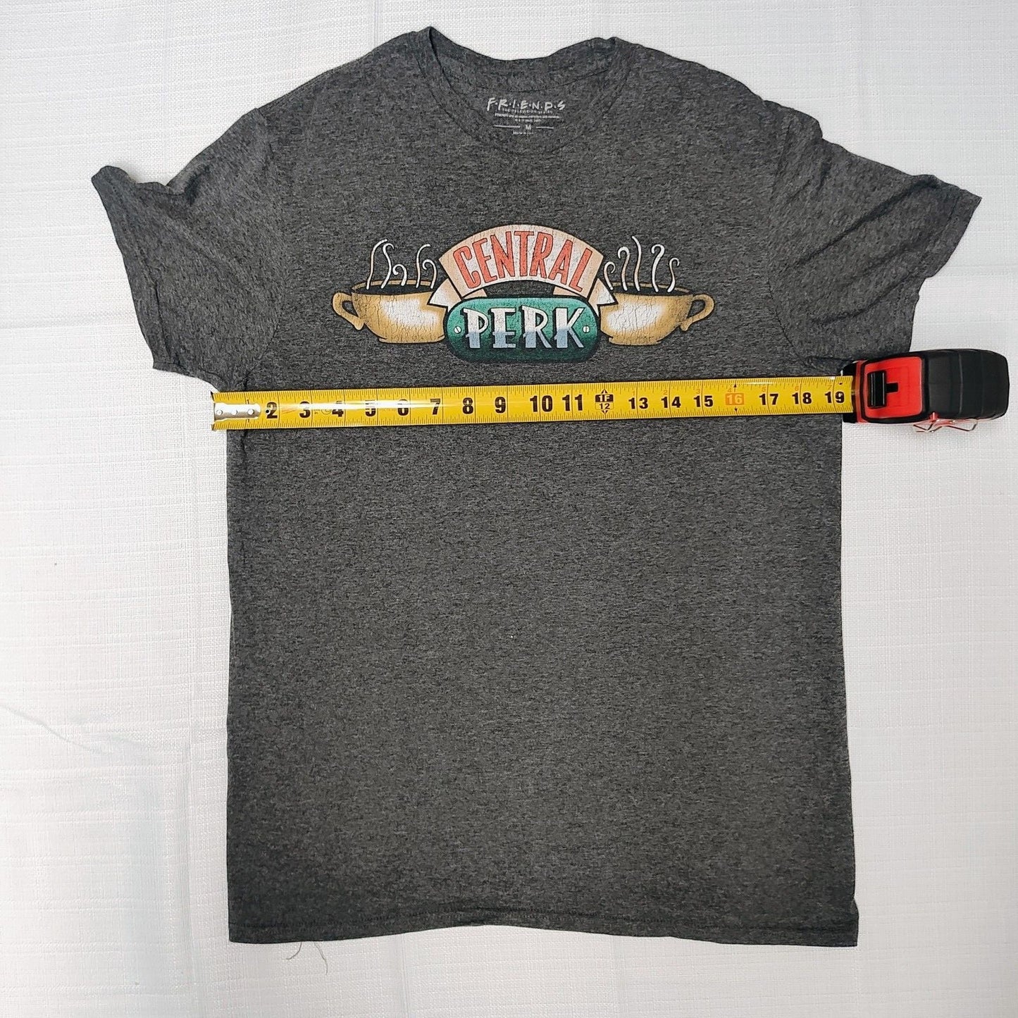 2010s Friends Central Perk Logo Heather Gray Licensed Graphic T-Shirt (M)