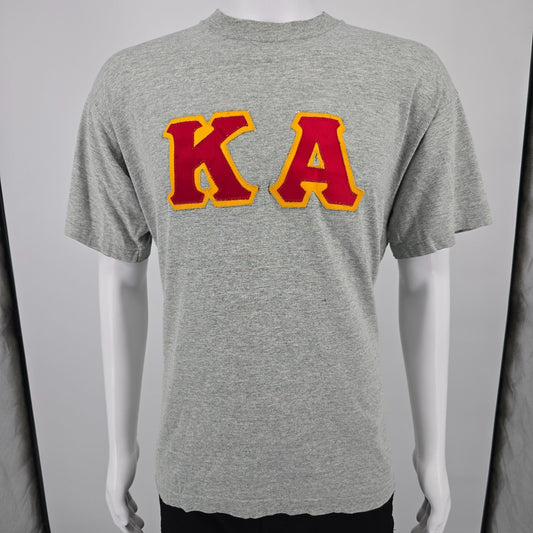 Vintage 1990s Kappa Alpha Order Fraternity KA Letter Applique T-Shirt (XL)
