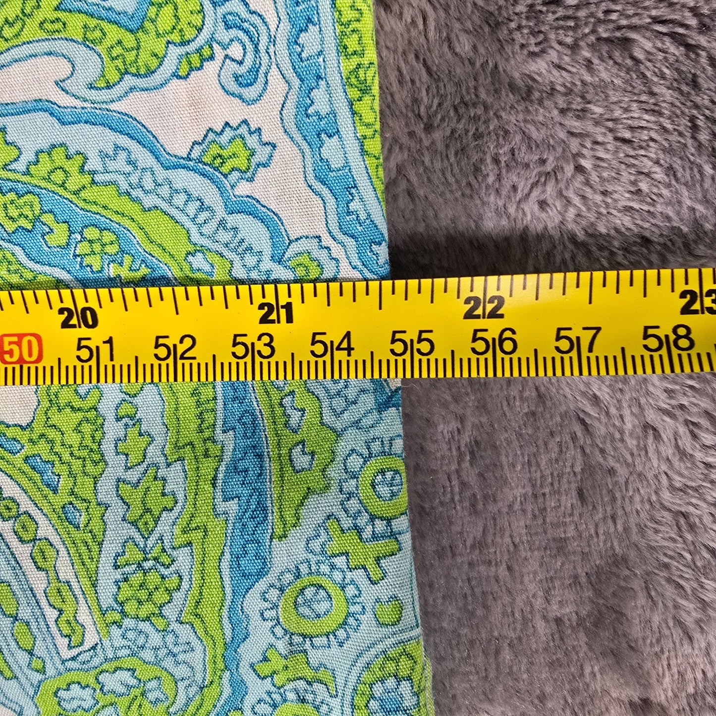 Vintage Early 1970s Boho Green/Blue Paisley Long Shirtdress/House Dress (XL)