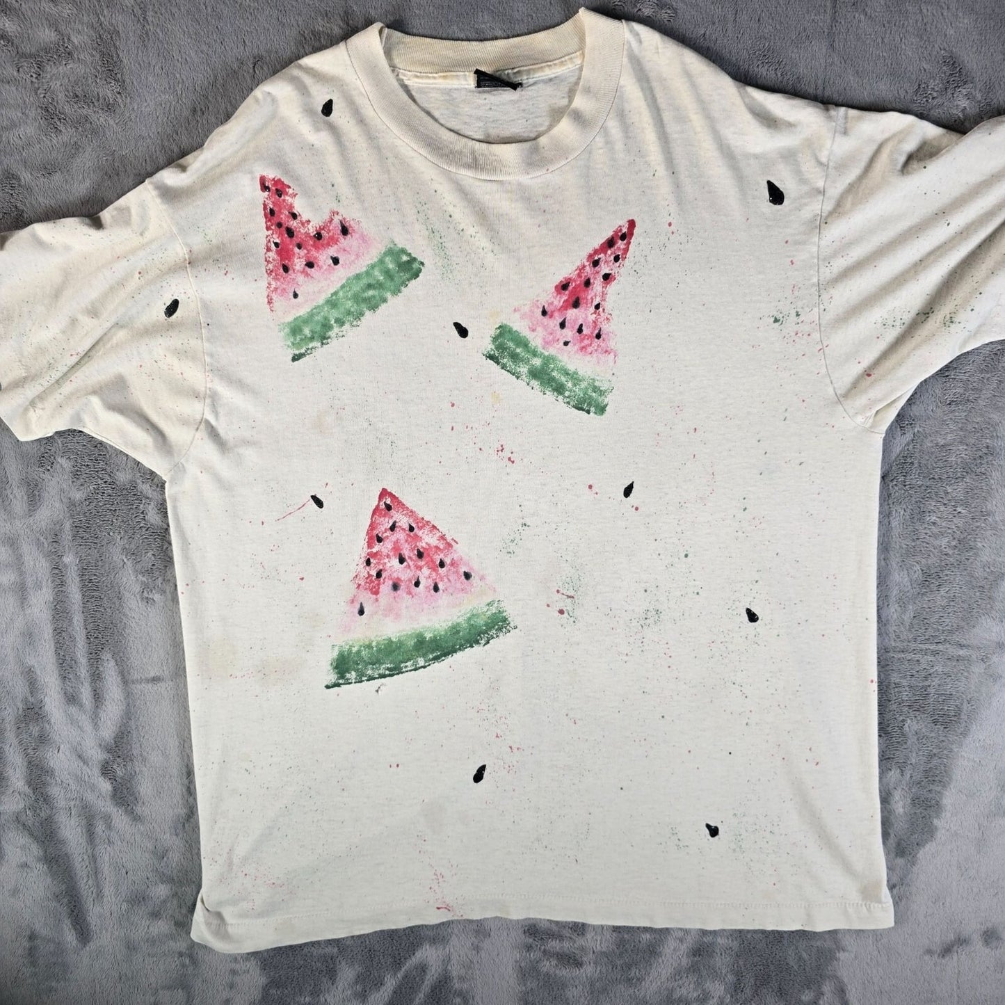Vintage 1990s Screen Stars Best Watermelon Print Single Stitch T-Shirt (L/XL)