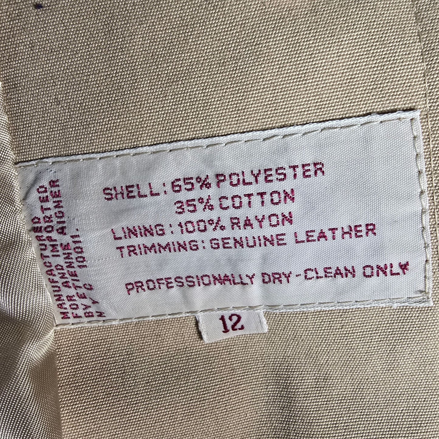 Vintage 1970s Etienne Aigner Women's Tan/Burgundy Belted Trench Coat Jacket (M)