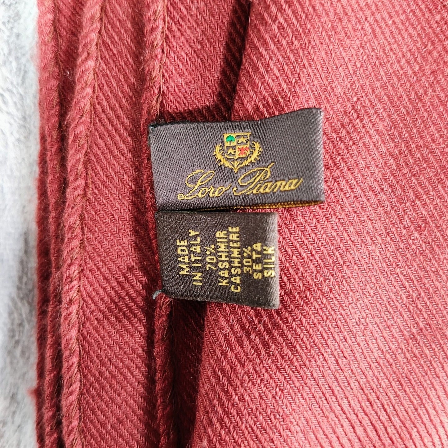 Loro Piana Red Made in Italy 70% Cashmere 30% Silk Raw Edge Scarf (70.5" Length)