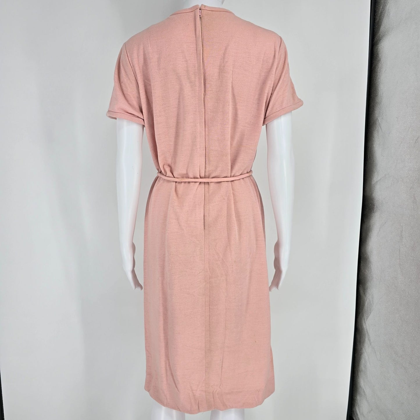 Distressed Vintage 1960s Lady in Waiting Pink Bow Neck Maternity Dress (L)