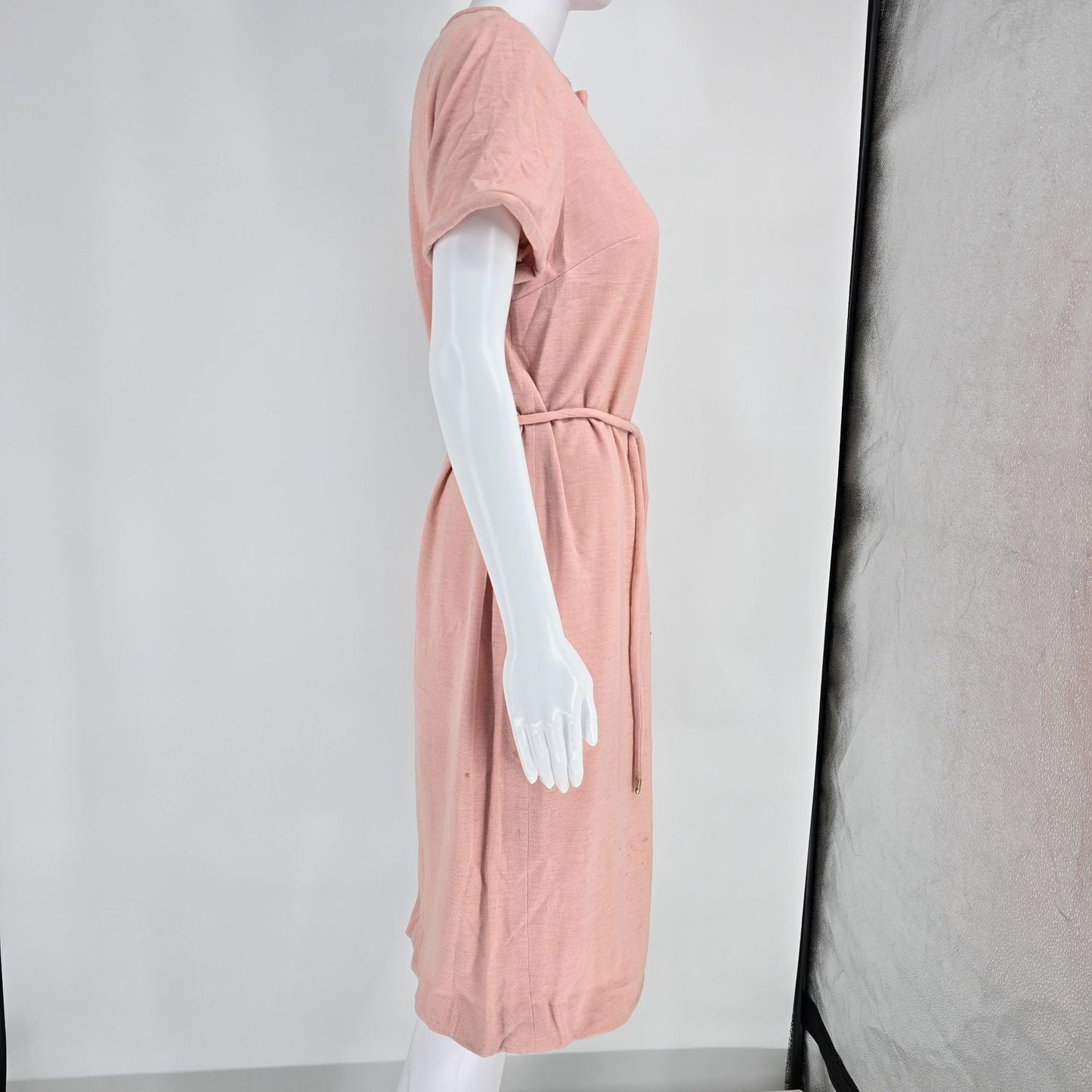 Distressed Vintage 1960s Lady in Waiting Pink Bow Neck Maternity Dress (L)