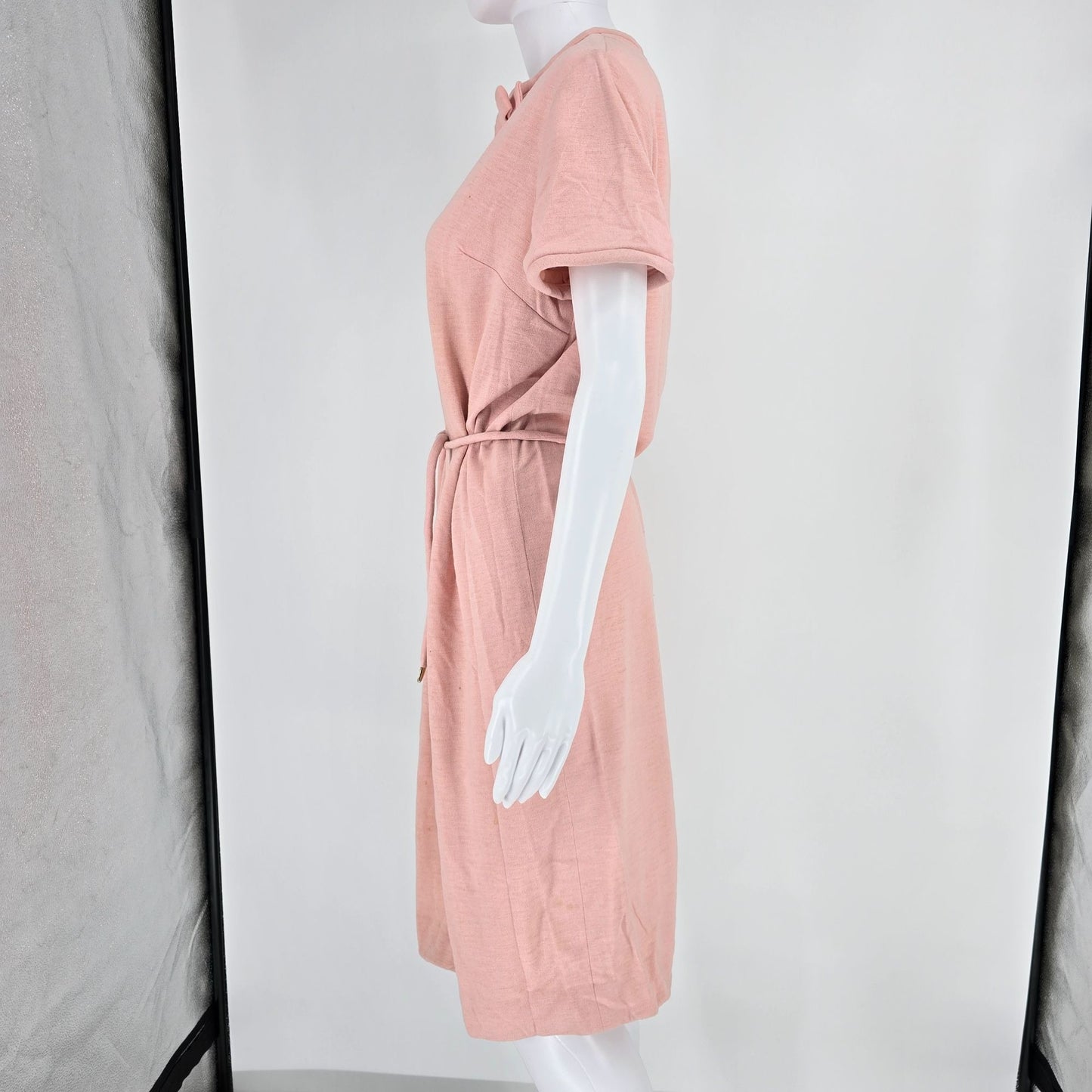 Distressed Vintage 1960s Lady in Waiting Pink Bow Neck Maternity Dress (L)