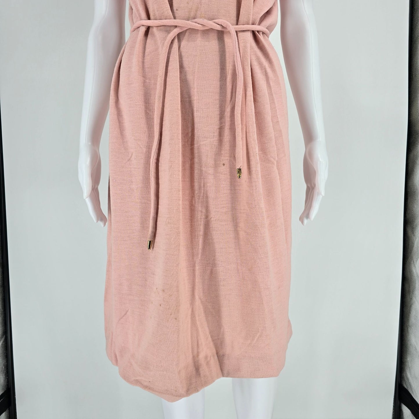 Distressed Vintage 1960s Lady in Waiting Pink Bow Neck Maternity Dress (L)